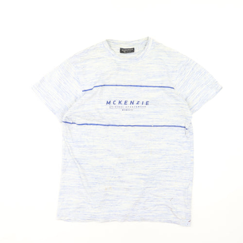 McKenzie Mens Blue Striped Crew Neck T-Shirt XS Casual
