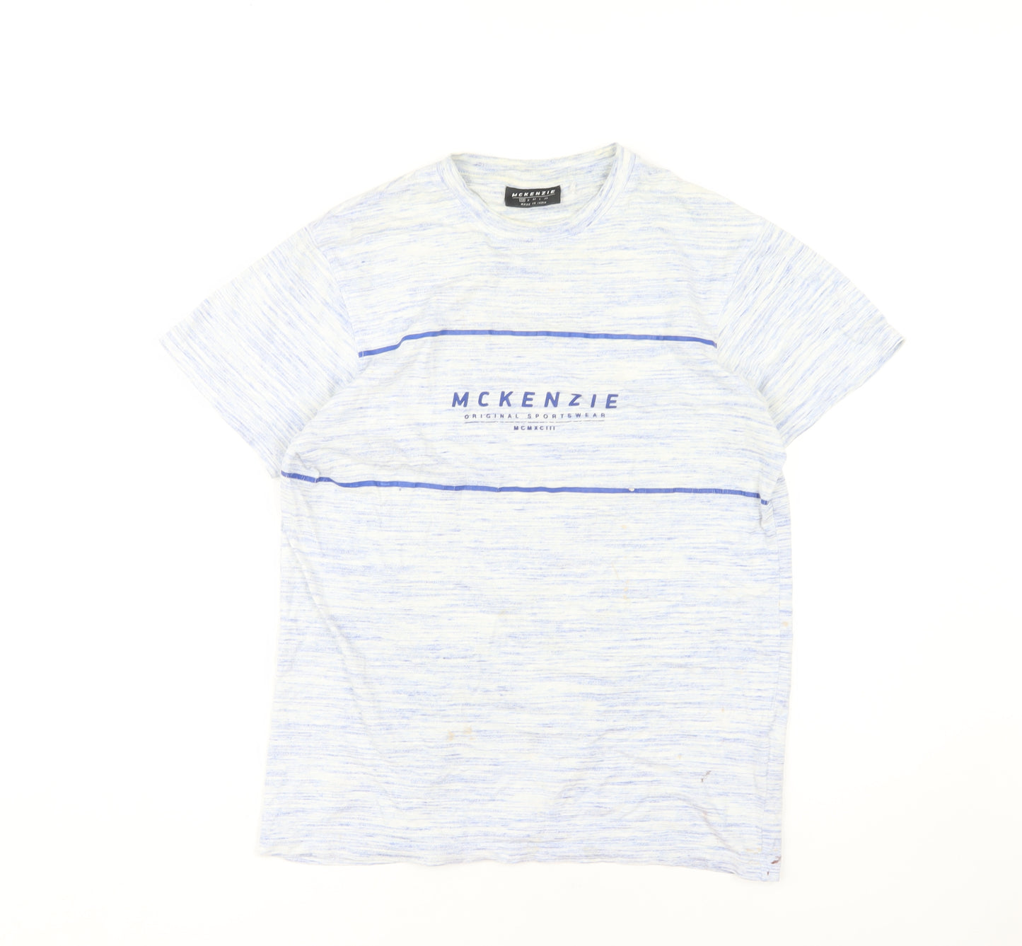 McKenzie Mens Blue Striped Crew Neck T-Shirt XS Casual