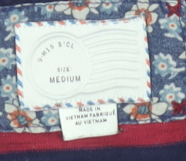 Women's Red Striped Long Sleeve Crew Neck T-Shirt M