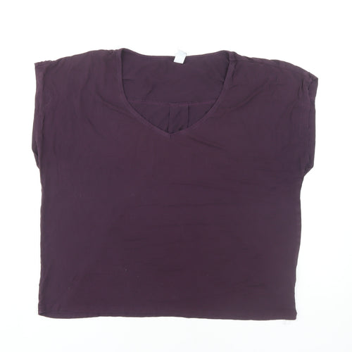 FatFace Women's Purple V-Neck Relaxed T-Shirt L