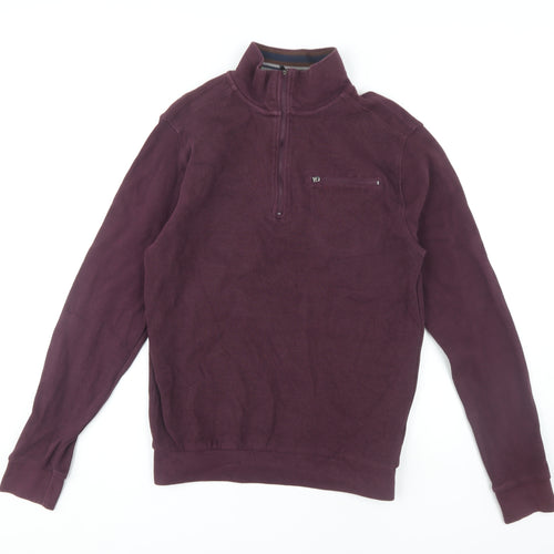 Lakeland Men's Purple Medium 1/4 Zip Cotton Jumper