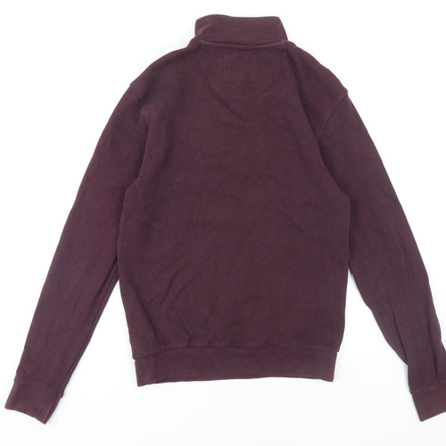 Lakeland Men's Purple Medium 1/4 Zip Cotton Jumper