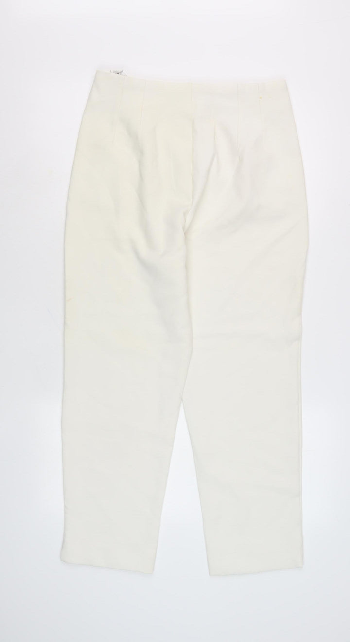 Stradivarius Women's Ivory Straight Trousers, Size 32