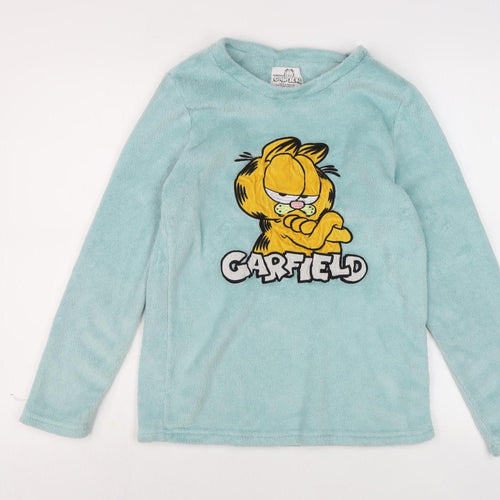 Garfield Women's Blue Graphic Fleece Pyjama Top Size 6-8