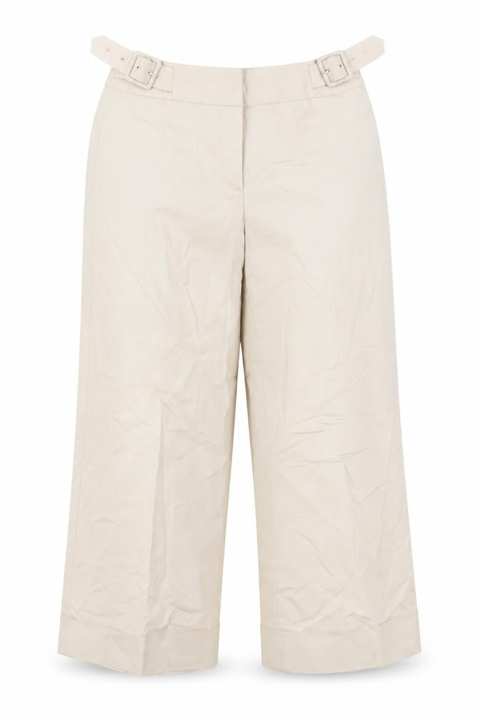 Coast Women's Beige Cropped Trousers, Size 10, Belted Wide-Leg