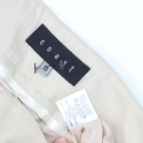 Coast Women's Beige Cropped Trousers, Size 10, Belted Wide-Leg