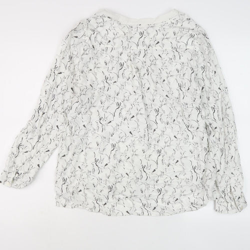 Joules Women's White Animal Print Blouse, Size 14