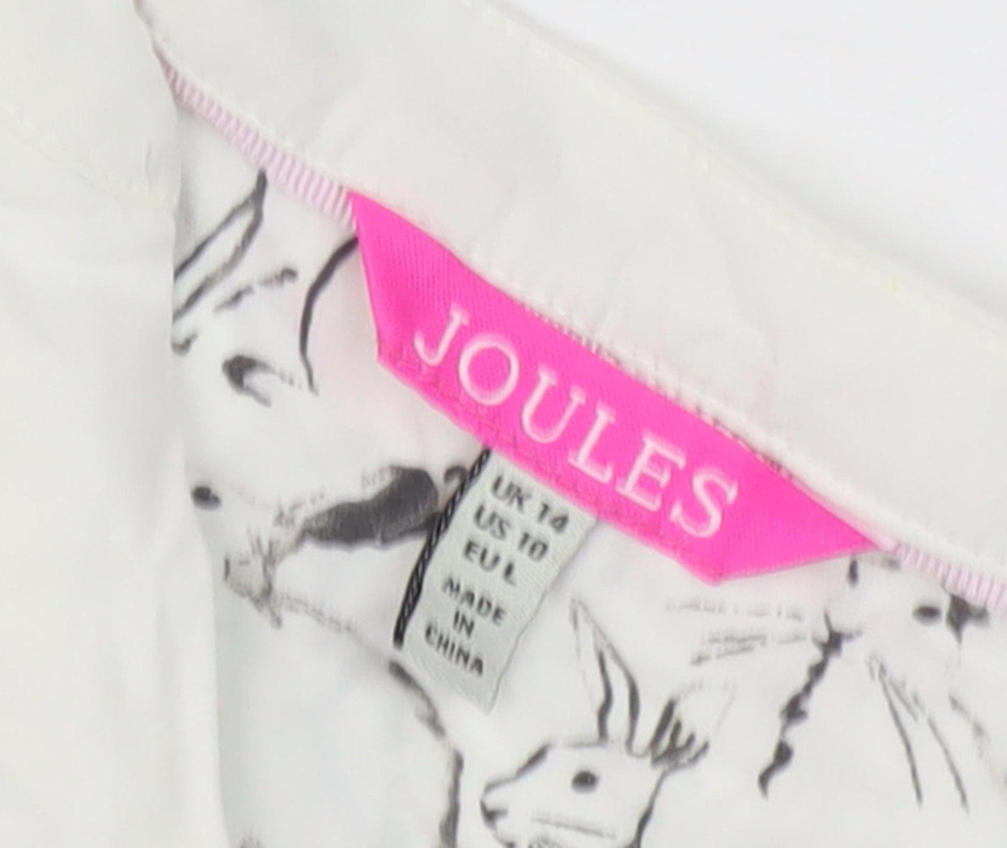 Joules Women's White Animal Print Blouse, Size 14