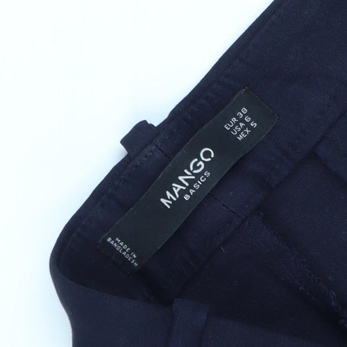 Mango Women's Black Trousers Size 8 Cotton Blend Casual
