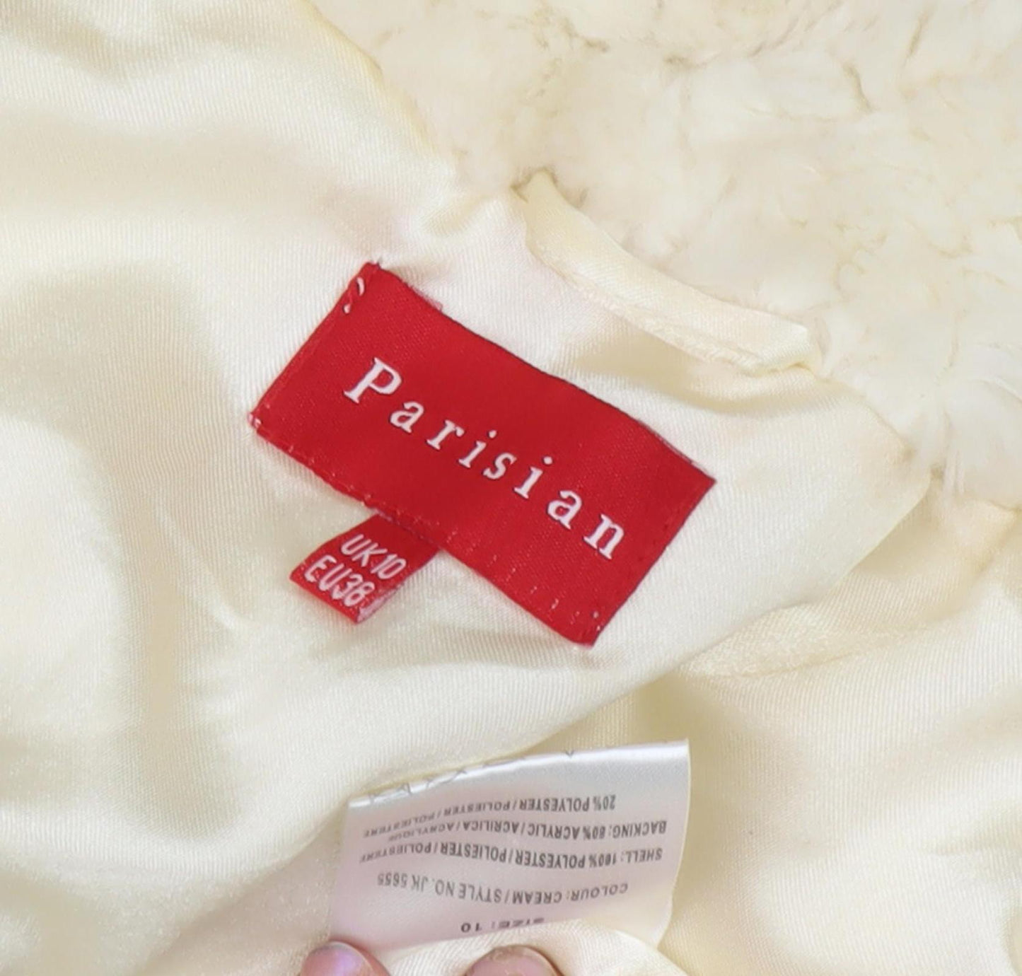 Parisian Women's Ivory Cropped Coatigan Size 10