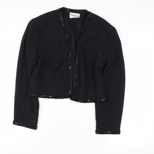 Frank Usher Women's Black Beaded Cropped Jacket