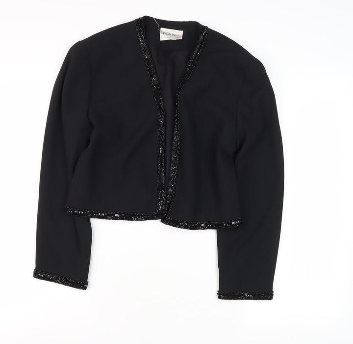 Frank Usher Women's Black Beaded Cropped Jacket