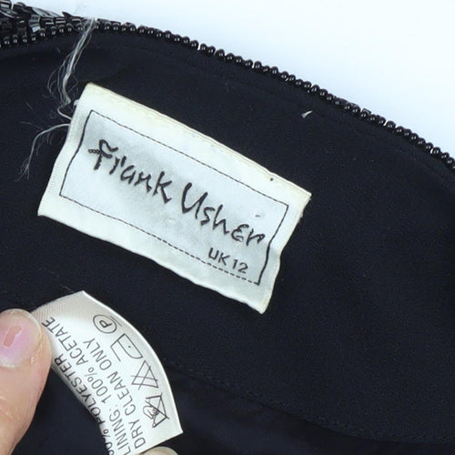 Frank Usher Women's Black Beaded Cropped Jacket