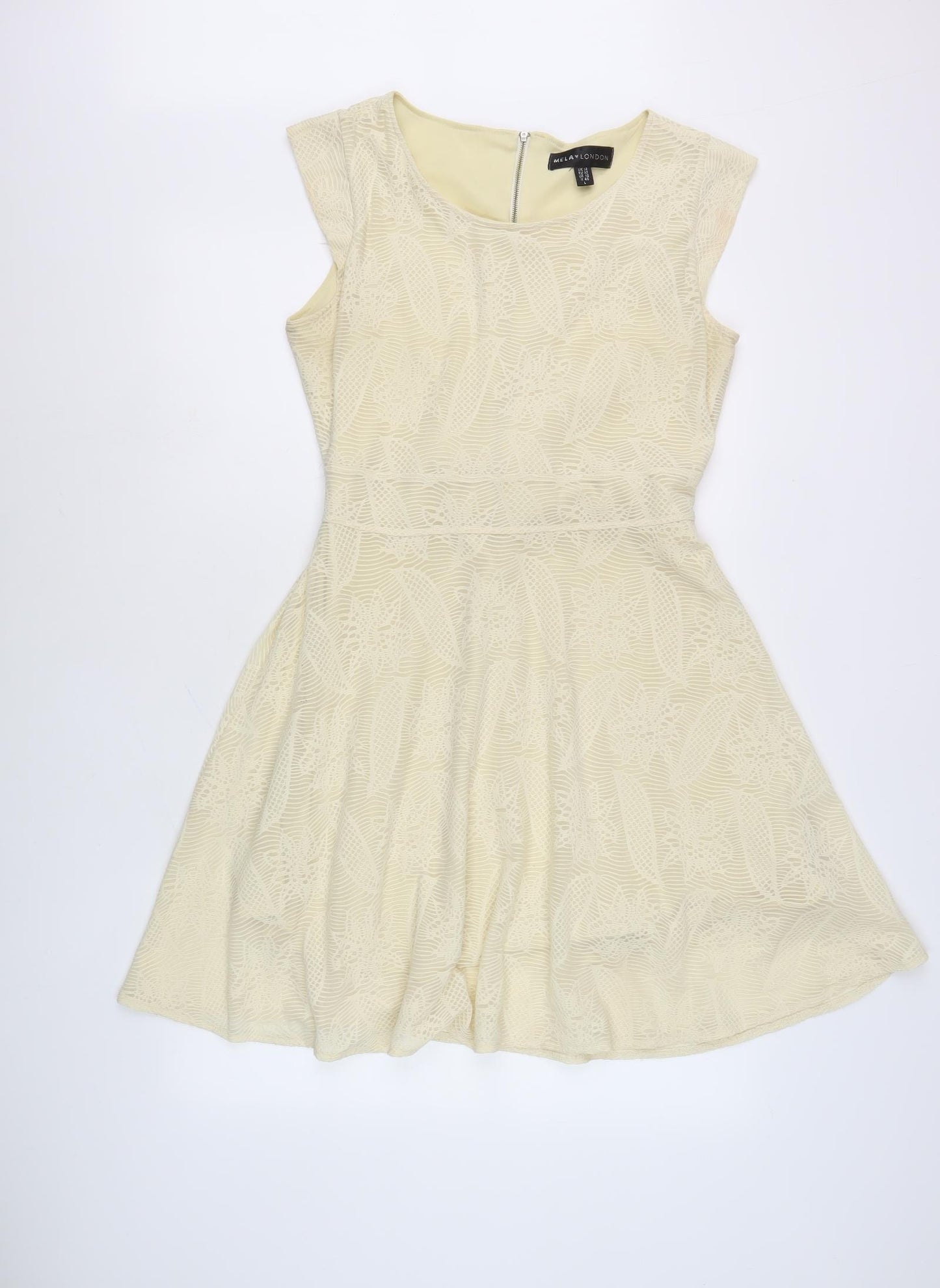Mela London Beige Fit & Flare Women's Dress Size 14