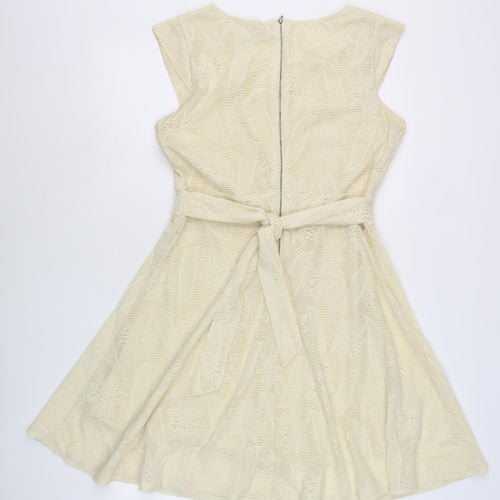 Mela London Beige Fit & Flare Women's Dress Size 14