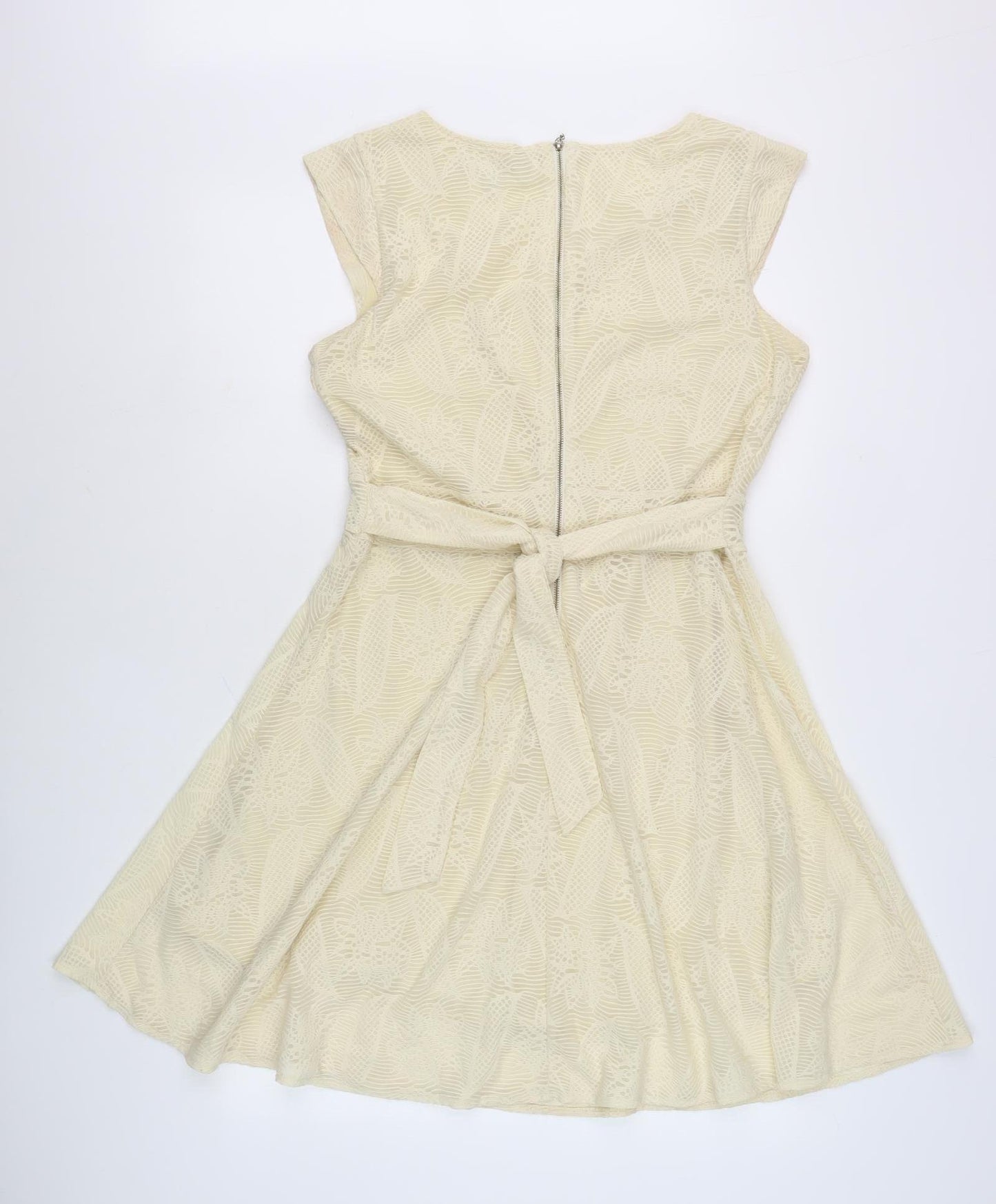 Mela London Beige Fit & Flare Women's Dress Size 14