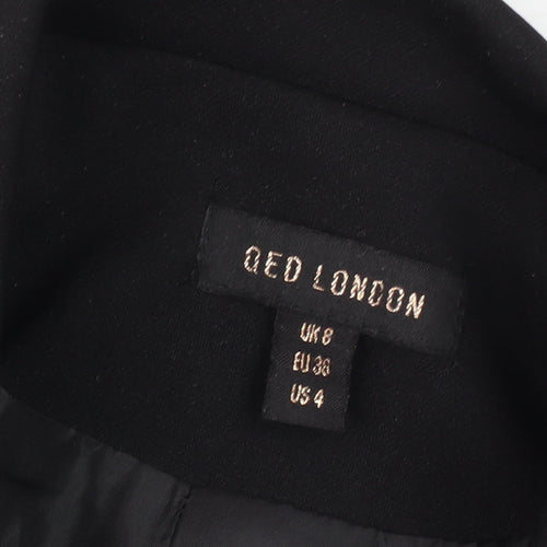 QED London Women's Black Mid-Length Coat UK 8