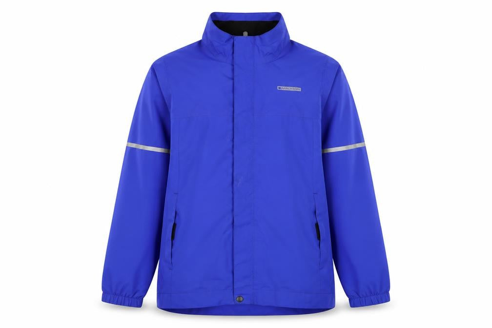 Front view of Madison boys’ blue windbreaker jacket 11-12 years