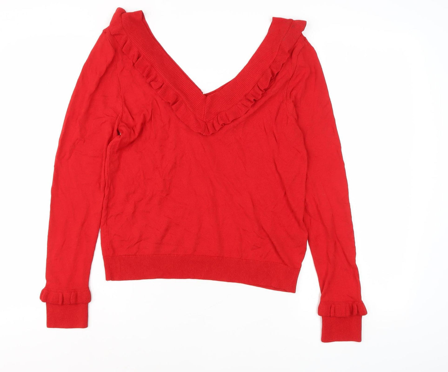 Marks and Spencer Women’s Red V-Neck Jumper Size 12