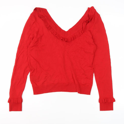 Marks and Spencer Women’s Red V-Neck Jumper Size 12