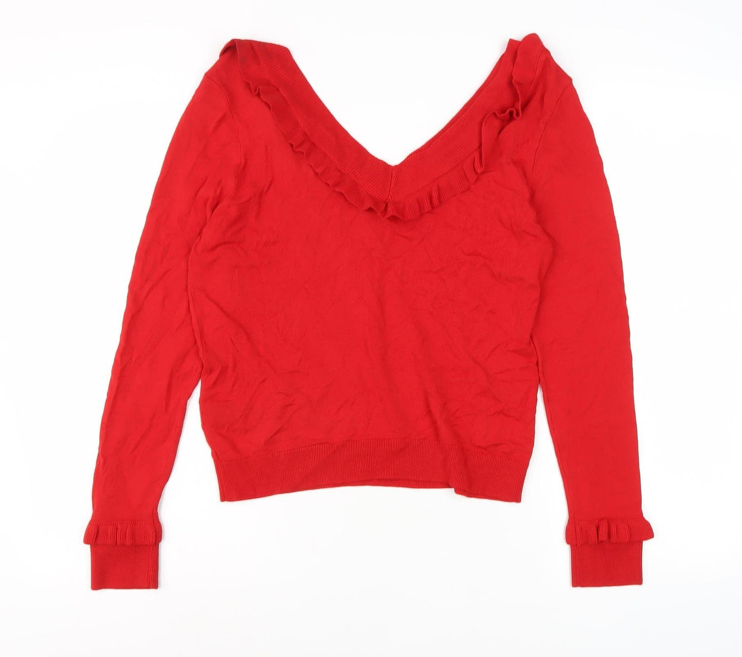 Marks and Spencer Women’s Red V-Neck Jumper Size 12