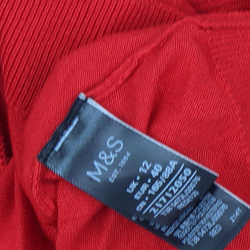 Marks and Spencer Women’s Red V-Neck Jumper Size 12
