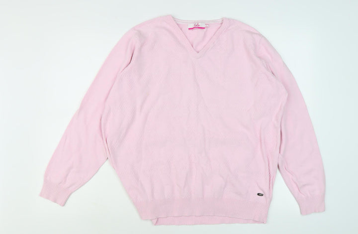 Isle Women's Pink V-Neck Pullover Jumper - L