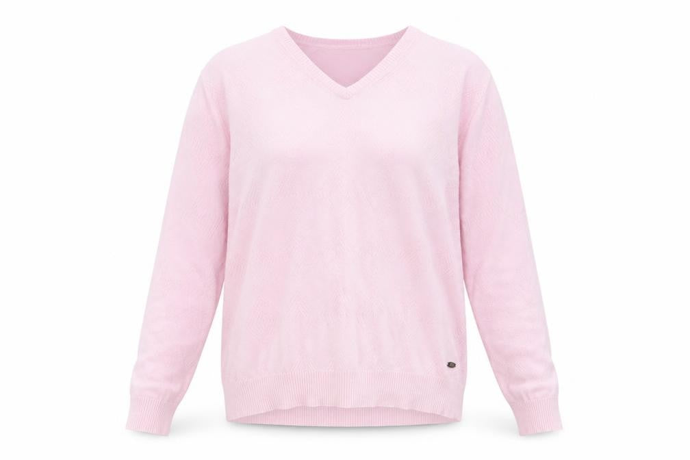 Isle Women's Pink V-Neck Pullover Jumper - L