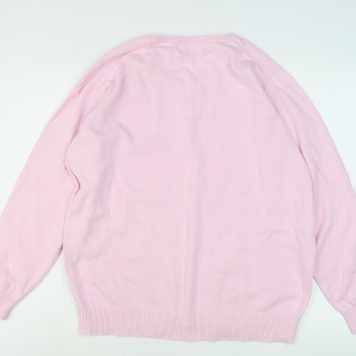 Isle Women's Pink V-Neck Pullover Jumper - L