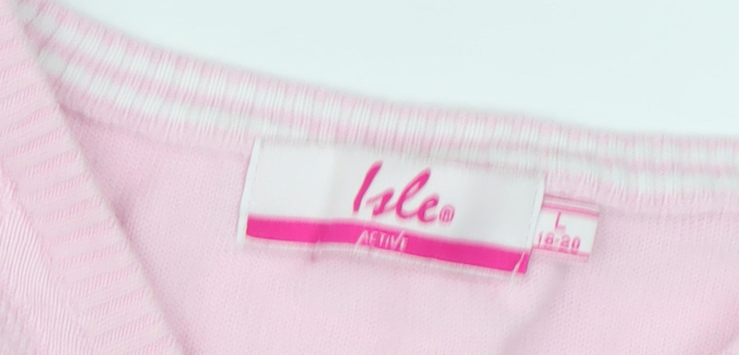 Isle Women's Pink V-Neck Pullover Jumper - L