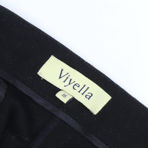Viyella Women's Black Straight Wool Trousers Size 16