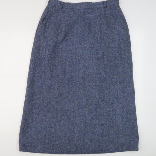 Penny Plain Women’s Blue Wool Tweed Skirt Size 16