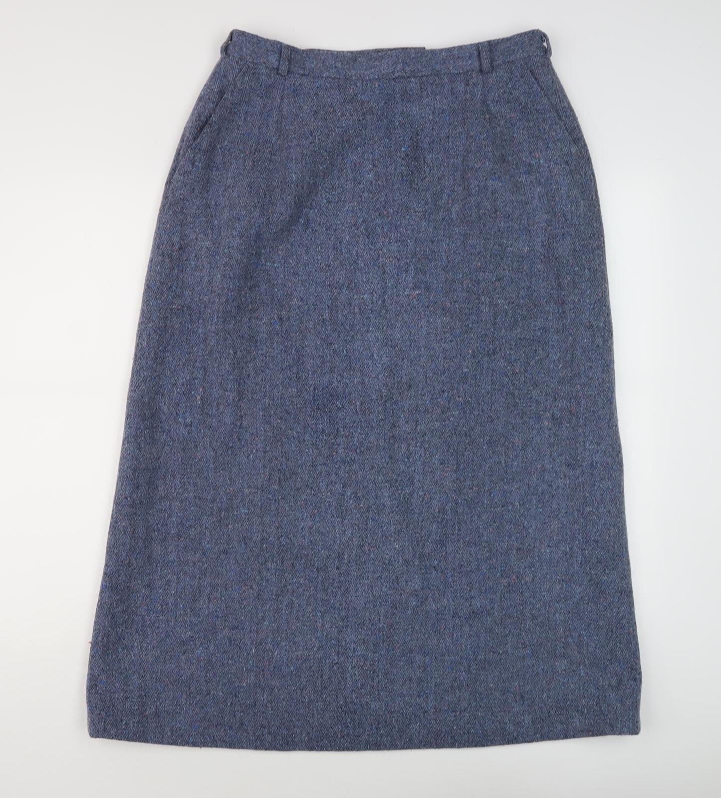 Penny Plain Women’s Blue Wool Tweed Skirt Size 16