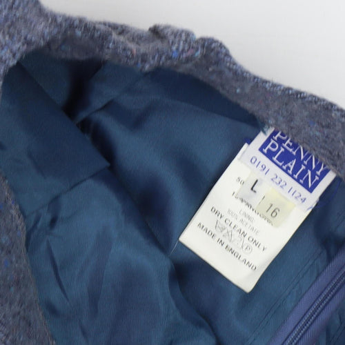 Penny Plain Women’s Blue Wool Tweed Skirt Size 16