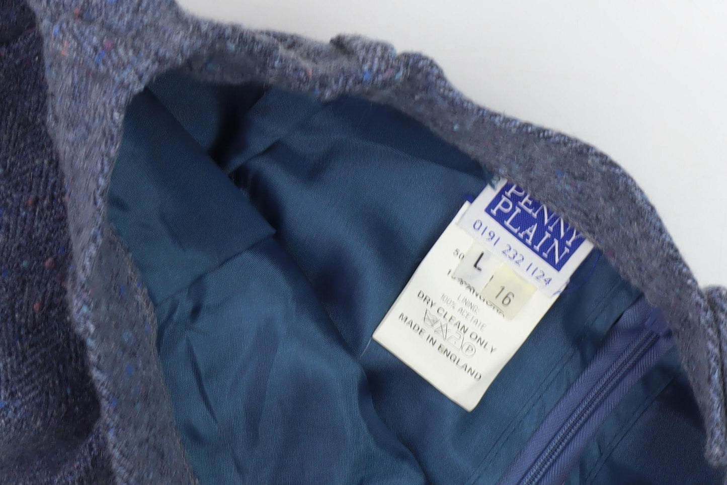Penny Plain Women’s Blue Wool Tweed Skirt Size 16