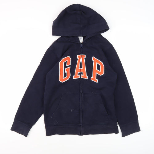 GAP Boys Blue Full Zip Hoodie, Size 14 Years, Logo Accents