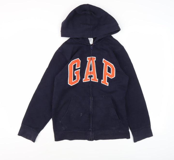 GAP Boys Blue Full Zip Hoodie, Size 14 Years, Logo Accents