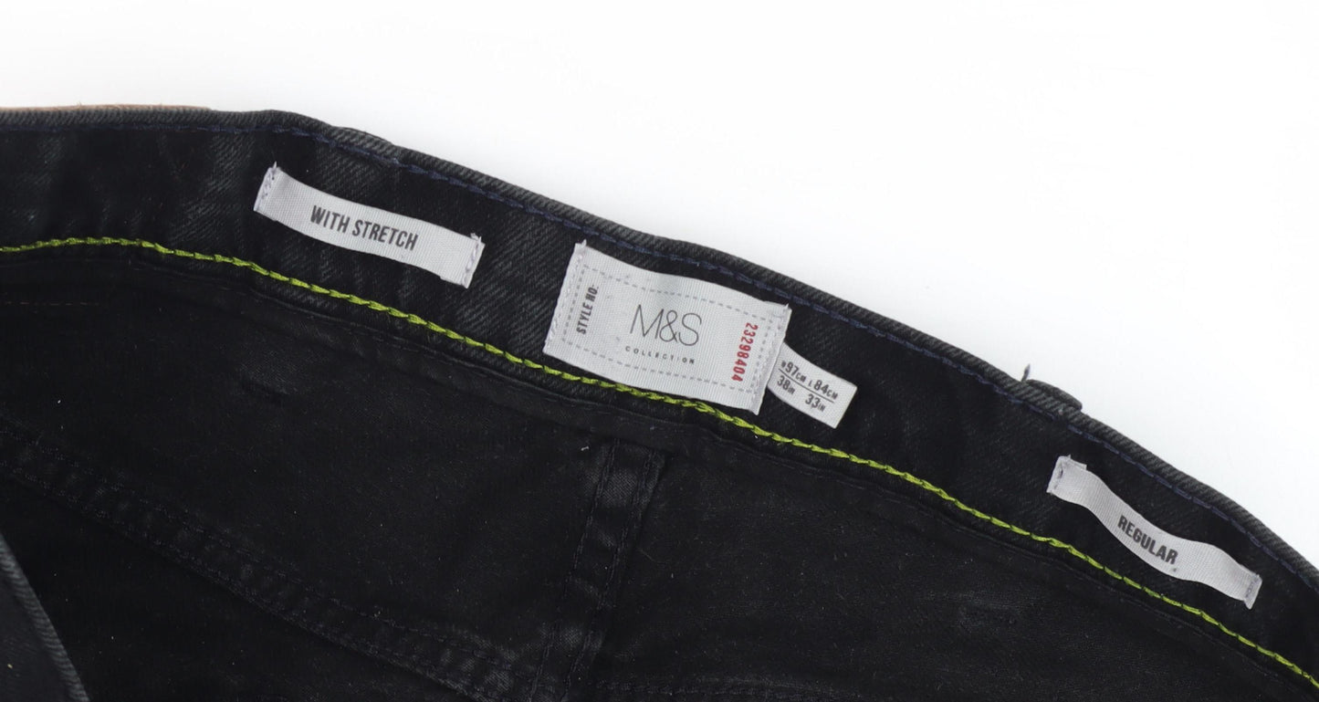 Marks and Spencer Men's Black Regular Fit Jeans