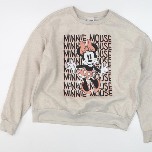 Disney Women's Beige M Minnie Mouse Pullover Sweatshirt