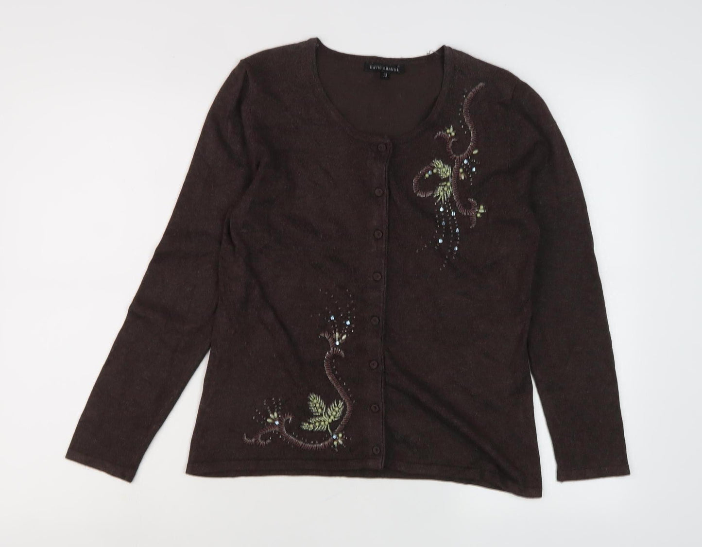 David Emanuel Women Brown Cardigan Size 12