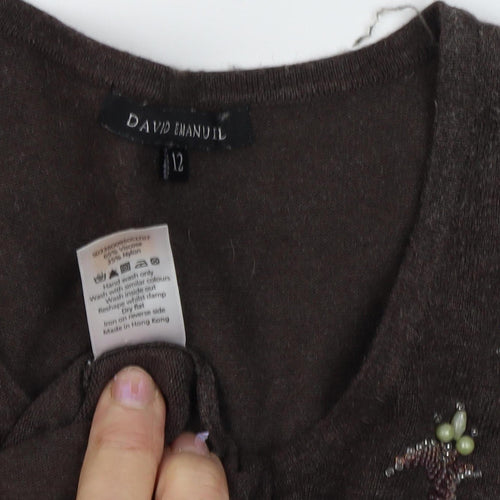 David Emanuel Women Brown Cardigan Size 12