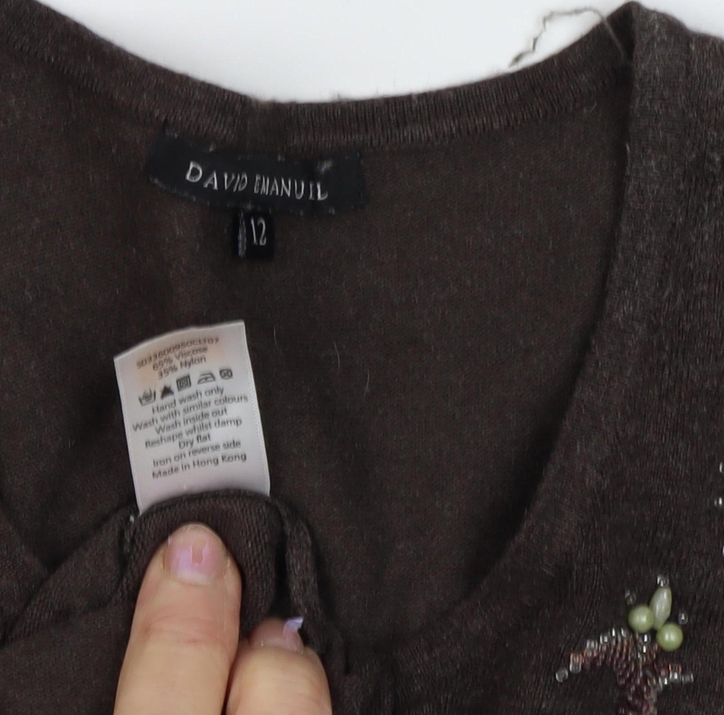 David Emanuel Women Brown Cardigan Size 12