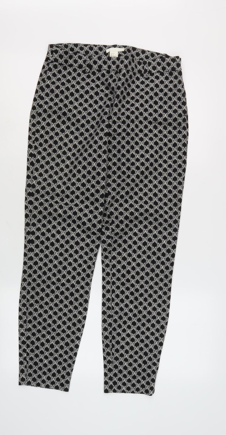 Women's Black Geometric Trousers Size 10