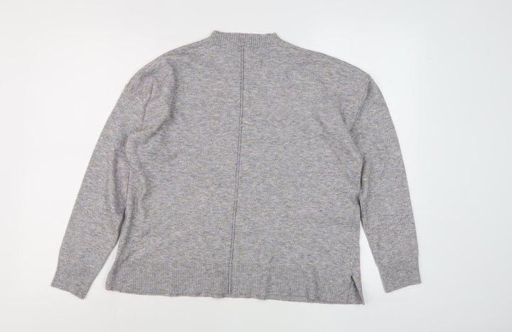 Oasis Women's Grey Crew Neck Wool Blend Pullover Jumper M