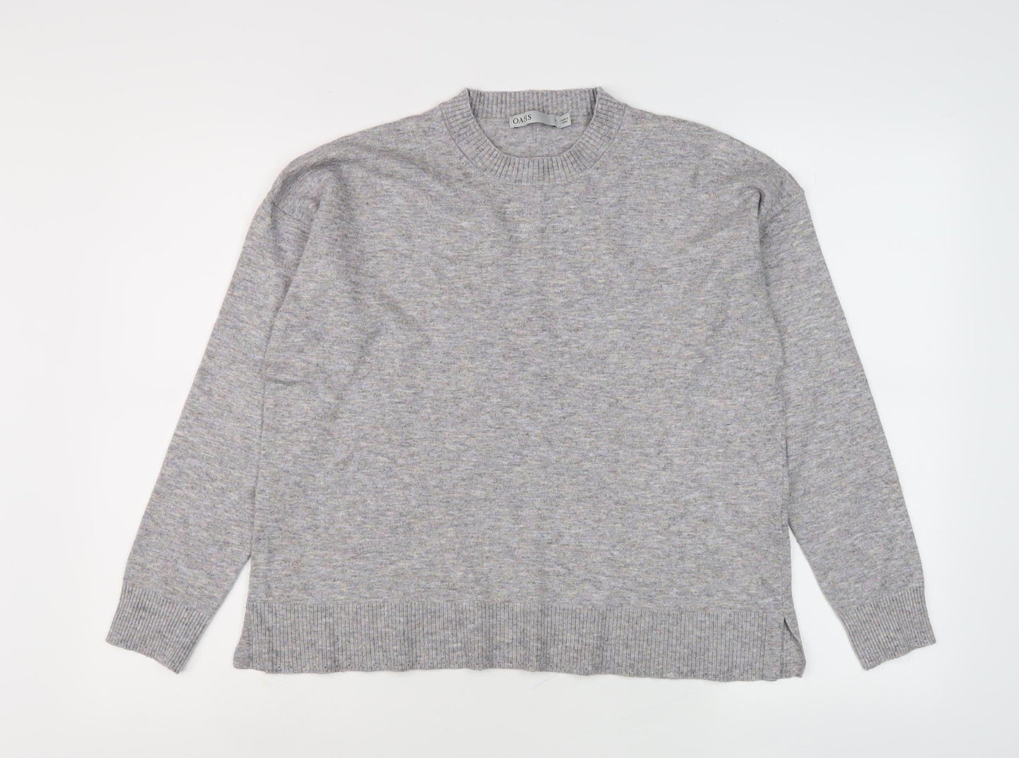 Oasis Women's Grey Crew Neck Wool Blend Pullover Jumper M