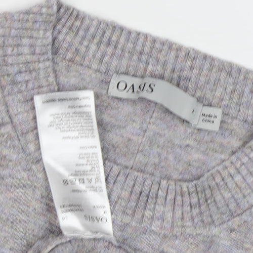 Oasis Women's Grey Crew Neck Wool Blend Pullover Jumper M