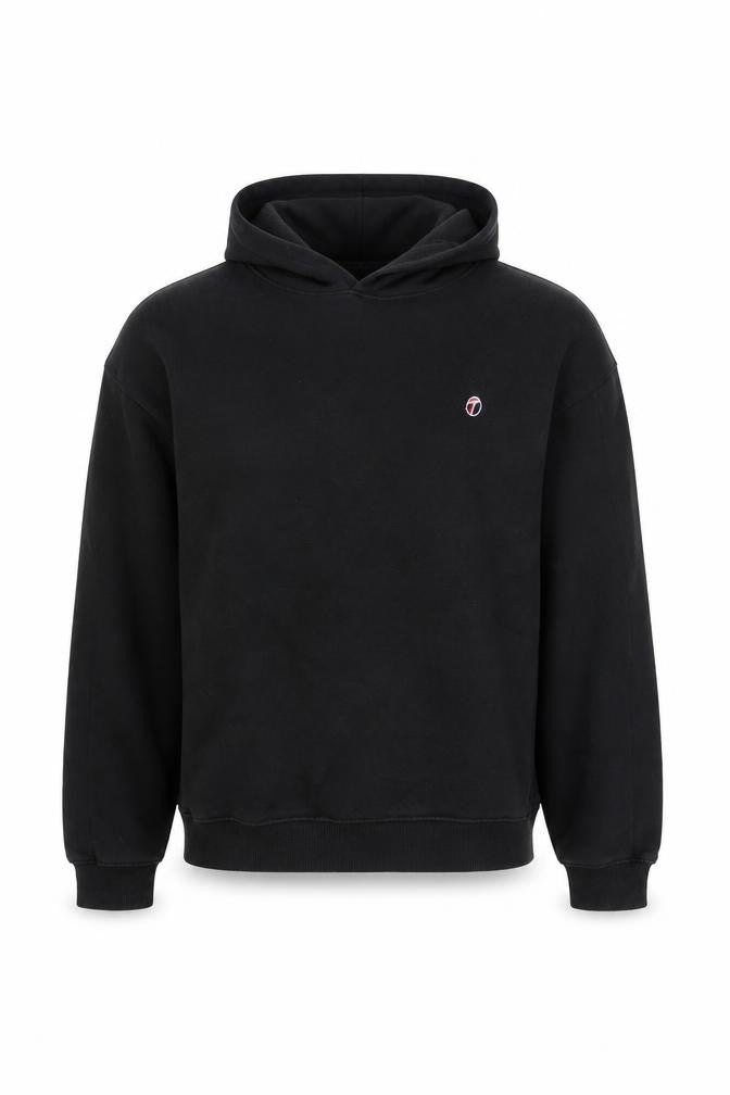 Front view of Topman Men's Black Pullover Hoodie M - Fleece, Hooded