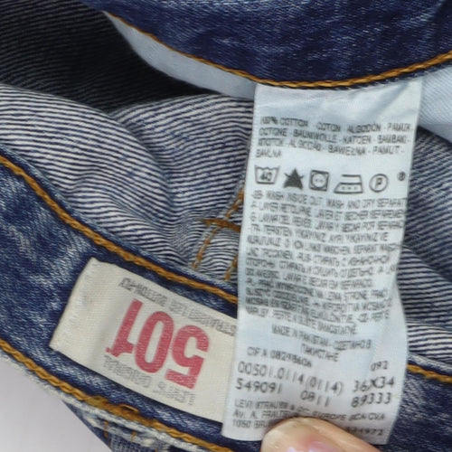 Levi's Men's Blue Denim 501 Straight Jeans, Size 36