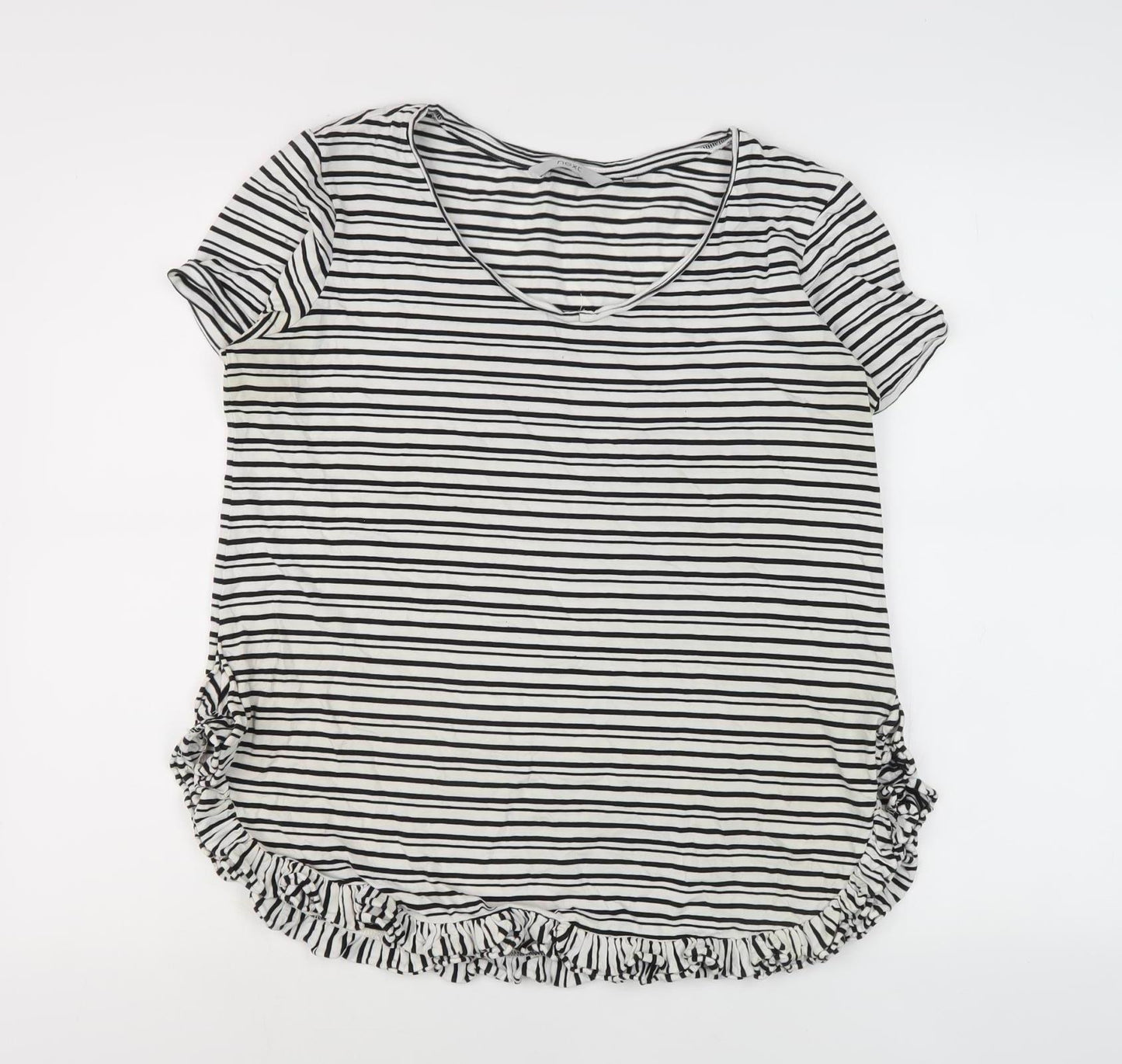 Next Women White Striped Ruffle Top Size 10 Casual