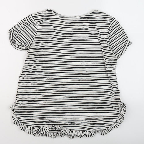 Next Women White Striped Ruffle Top Size 10 Casual